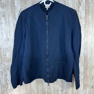 Armani‎ Collezioni Women's Plus Size 16 Navy Blue Athletic Jacket Stretchy Zip